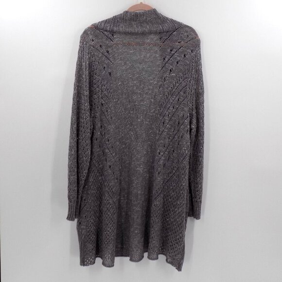Torrid Pointelle Cardigan Sweater Size 3X Gray Curved Hem - Picture 2 of 4